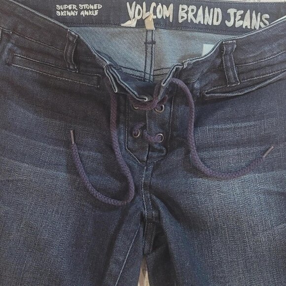 Volcom Super Stoned Skinny Ankle Jeans Size 7 - Classic Dark Wash - Picture 3 of 6